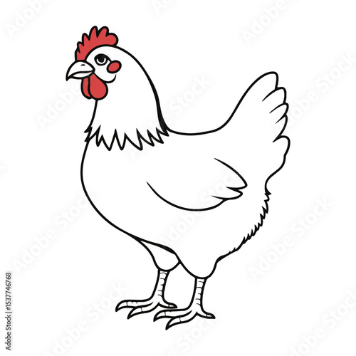 chicken outline icon vector illustration, rooster hen icon line art vector on a white background