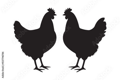 chicken silhouette icon vector illustration, rooster hen icon vector isolared on white background