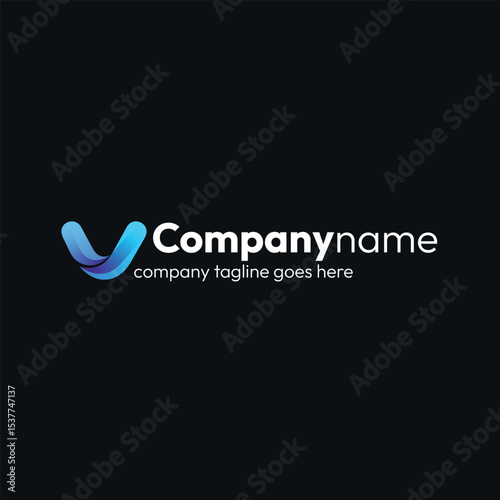 Modern Abstract V Letter Logo Secondary Design Template with Blue and Purple Gradient Colors, Dynamic and Flowing Shapes, Ideal for Tech, Business and Digital Companies
