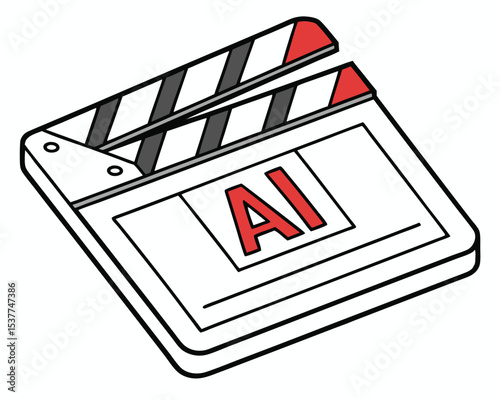 Ai movie clapboard icon vector illustration depicting artificial intelligence in film making. ai, artificial intelligence, movie, film, clapboard.