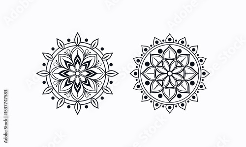 Floral Mandala: A visual representation of harmony and balance, this intricate floral mandala, rendered in striking monochrome, stands as a testament to the beauty found in simplicity.