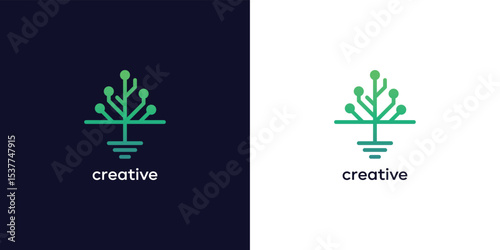 tech tree idea electrical circuit digital logo design inspiration 
