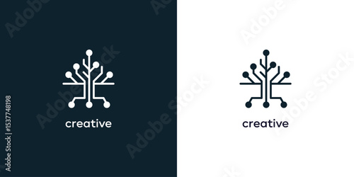 tech tree idea electrical circuit digital logo design inspiration 