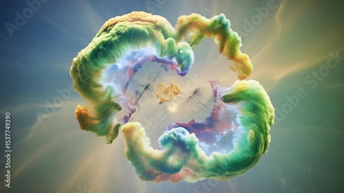 Stellar Nebula Formation: Colorful Cosmic Gas Clouds and Star Birth in Deep Space