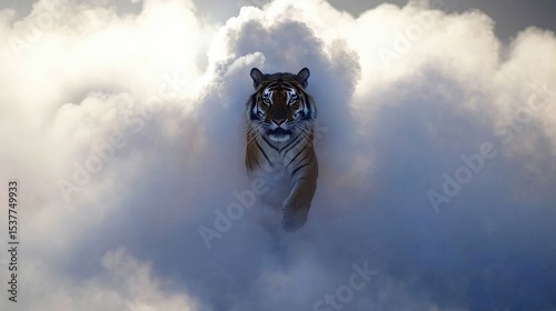 view of a tiger in the forest decorated with plants and sunlight