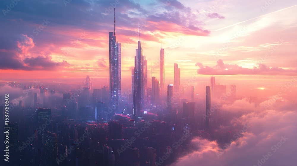 Fototapeta premium sunset over the city