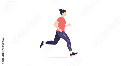 Vector Illustration of a Woman Running on White Background