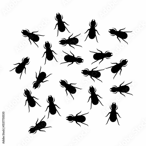 Vector illustration of a termite colony gathering. On a white background.