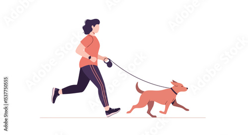 Jogging Companion: Woman Running with Dog, Healthy Lifestyle