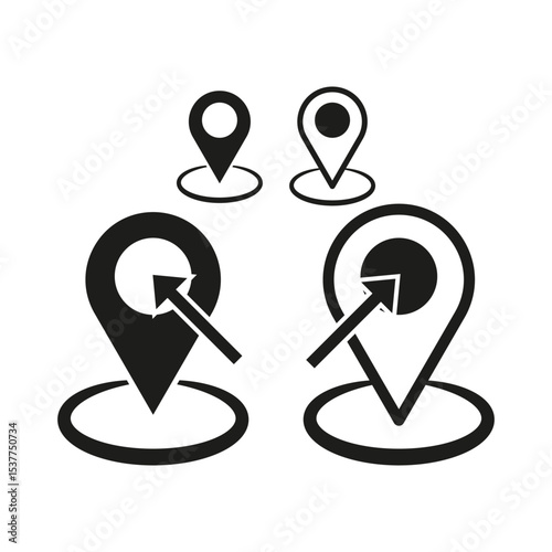 Map pointer icon. Location pin symbol. Navigation vector figure. Black user shape.