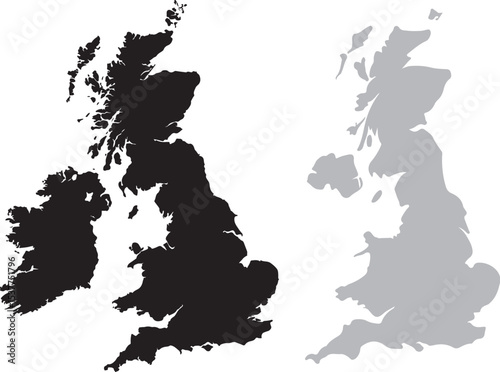 United Kingdom Map Silhouette – Vector Illustration of UK 
