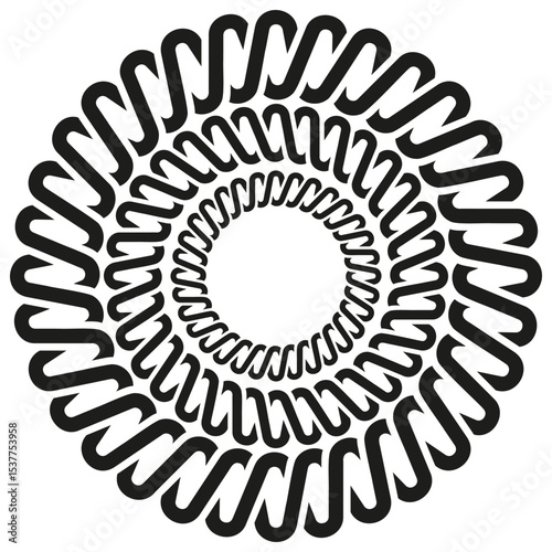 Wavy circle icon. Spiral loop symbol. Abstract curved shape. Vector design element.