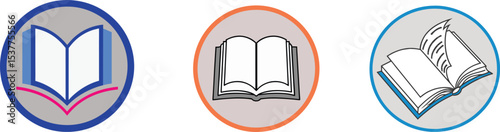 Reading book symbols for knowledge content vector icon. reading, book, knowledge, open book, icon, study, learning, education, library, textbook.
