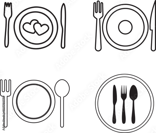 Table setting icons in a flat, minimal style.