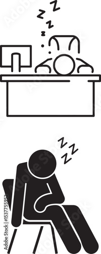 Office worker sleeping icon illustration. 