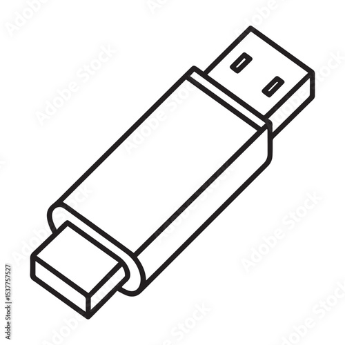 USB Flash Drive Illustration  A Clean Line Art Design of 