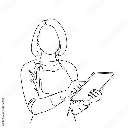 One Line Art Female Business Office Worker – Continuous Line Drawing Illustration for Professional, Editorial, and Website Design Element