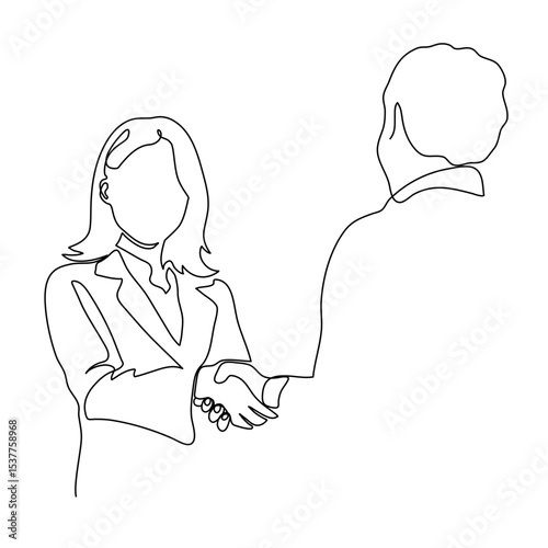 One Line Art Female Business Office Worker – Continuous Line Drawing Illustration for Professional, Editorial, and Website Design Element