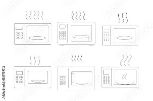 Line art microwave on pure white background use for marketing purposes