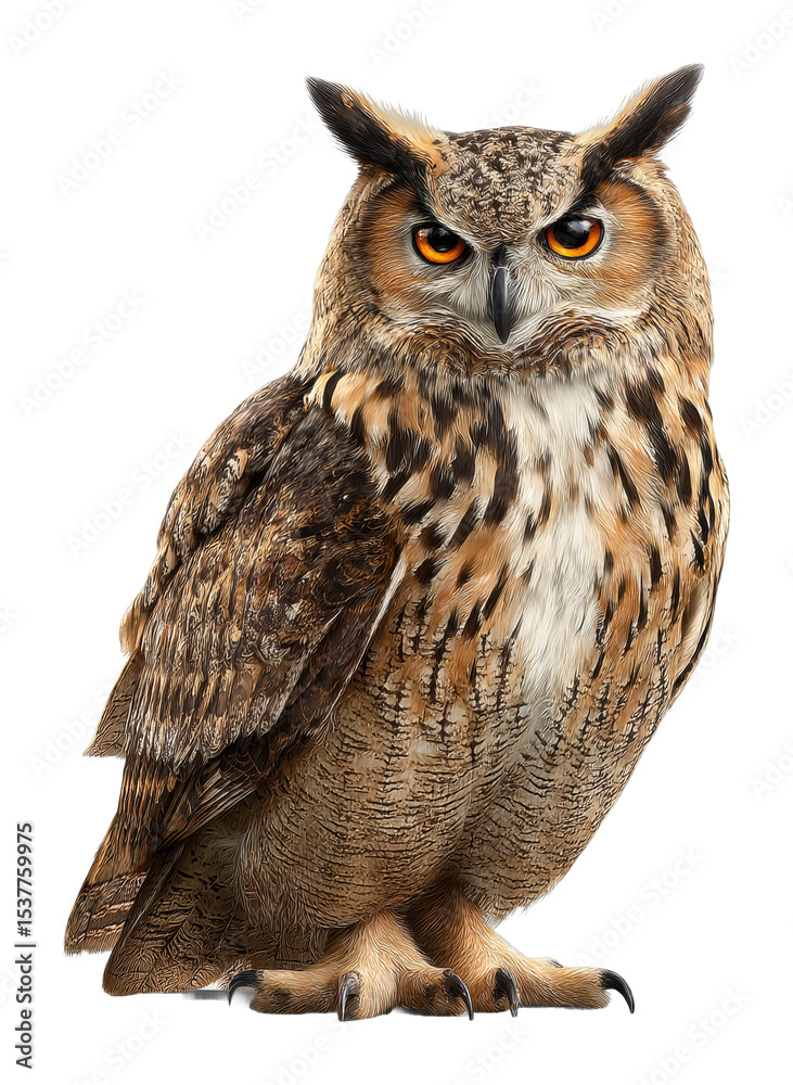 Naklejka premium Majestic owl perched in forest wildlife natural habitat cut out png