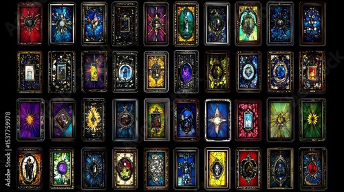 Collection of colorful, intricate, framed images.