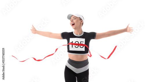 Sporty young woman winning ...
