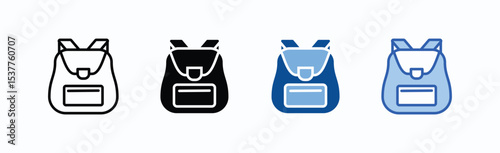 Backpack icon sheet multiple style collection isolated vector