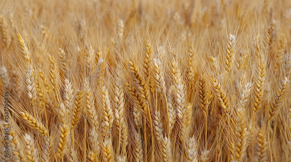 Fototapeta premium Golden wheat ears in a sunlit field