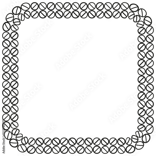 Square border icon. Ornamental frame symbol. Decorative corner vector. Loop lace motif.