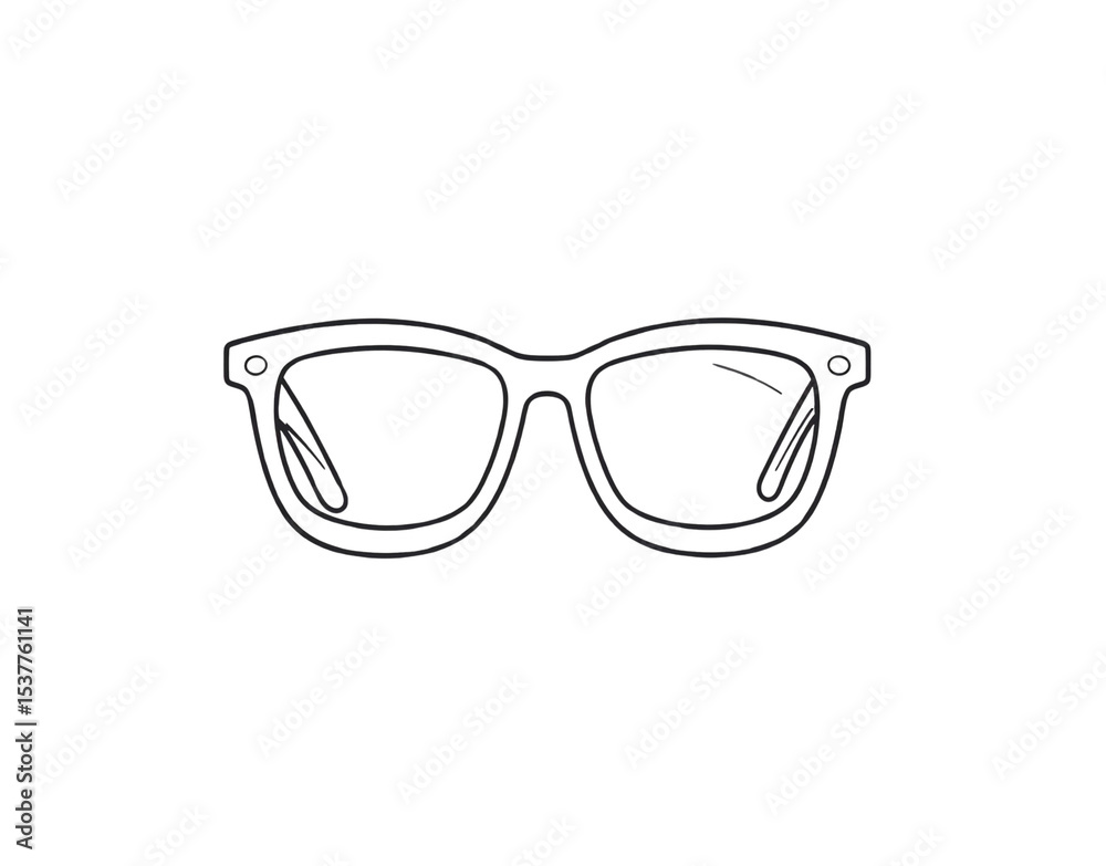 Fototapeta premium Outlined Retro Eyeglasses with Distinctive Temple Detail and Bold Frame