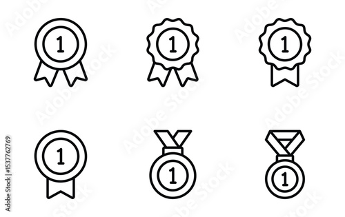 award medal icon set vector. Approved or certified medal icon set vector	