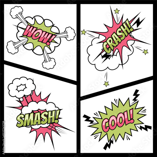 Comic book bubbles. Cartoon explosions funny comical speech clouds