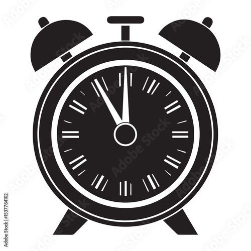 retro alarm clock con silhouette vector illustration