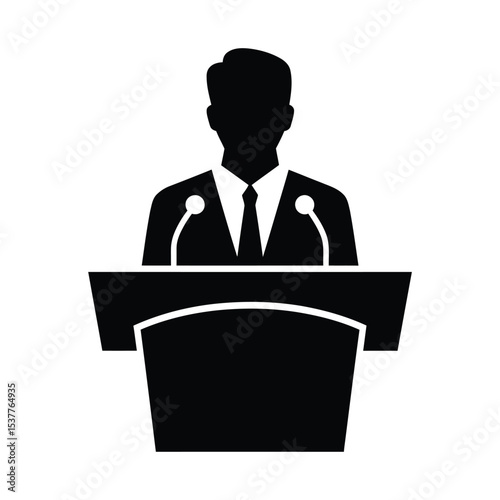 Powerful Public Speaker Silhouette: Conference, Presentation, and Leadership Icon

