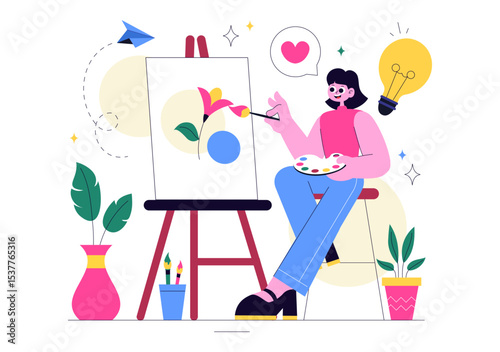 Craft Workshop Vector Illustration Featuring a DIY Class with Artist Hands Creating Creative Work and Art Project in a Flat Style Cartoon Background