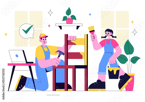 Craft Workshop Vector Illustration Featuring a DIY Class with Artist Hands Creating Creative Work and Art Project in a Flat Style Cartoon Background