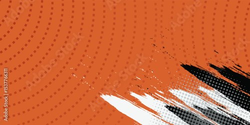 Basketball Ball Cartoon Leather Texture with Bumps Pattern Background. Orange Rubber Pebbles Grain Dots Texture. Sports Theme Banner Backdrop. Vector Illustration.