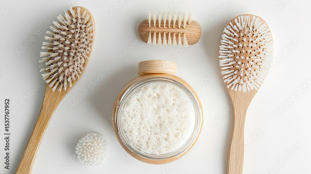 wooden spoon and brush isolated wooden spoon and brush isolated