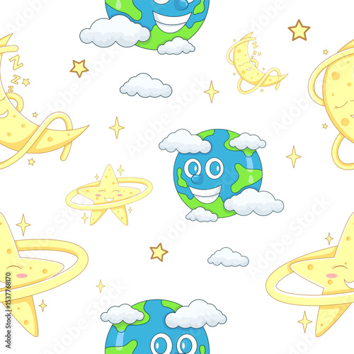 Solar System Seamless Pattern