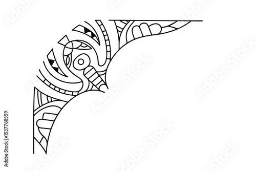 Elegant corner design black and white vector artwork with intricate geometric patterns