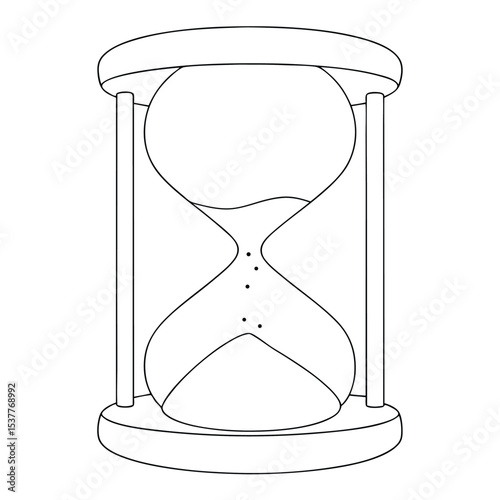 A simple outline illustration of an hourglass showing the passage of time and deadline. hourglass, time, timer, clock, sand, sandglass.
