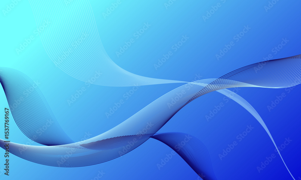 Fototapeta premium blue light smooth lines wave curve on soft gradient abstract background