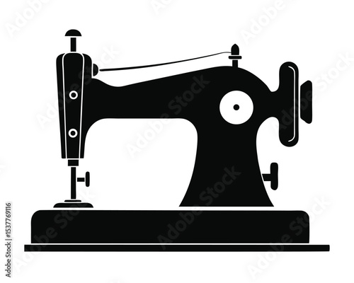 Classic machine silhouette on white background for tailoring and craft projects.