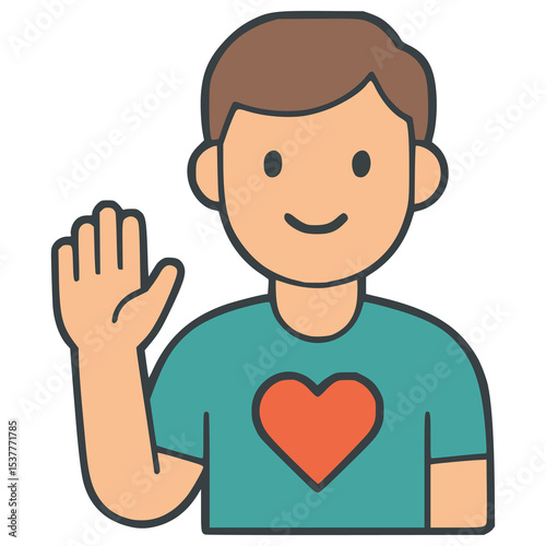 boy volunteer charity help flat color vector illustration template design