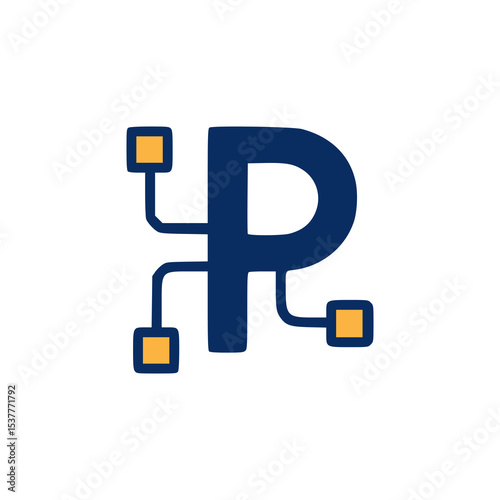 letter P blockchain cryptocurrency company logo vector illustration template design