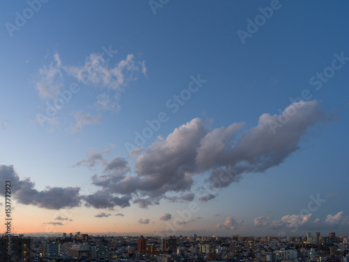 The evening sky over the city