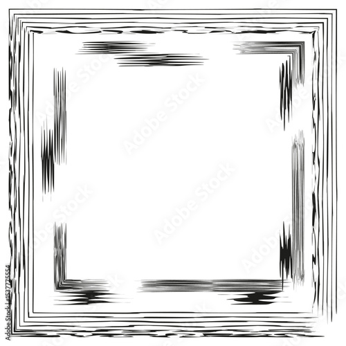 Blurred square border. Fading white frame. Vector outline shape. Abstract edge symbol.