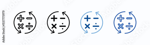 Mathematics icon sheet multiple style collection isolated vector