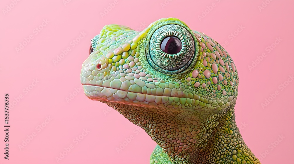 Fototapeta premium Vibrant and Textured Chameleon Portrait