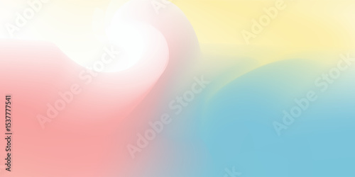 Abstract clear blue sky. Pastel rainbow. Light blue, pink and yellow color vector banner. Pastel gradient sky pattern. Blurred light fuzz colorful gradient background. Vector soft horizontal backdrop